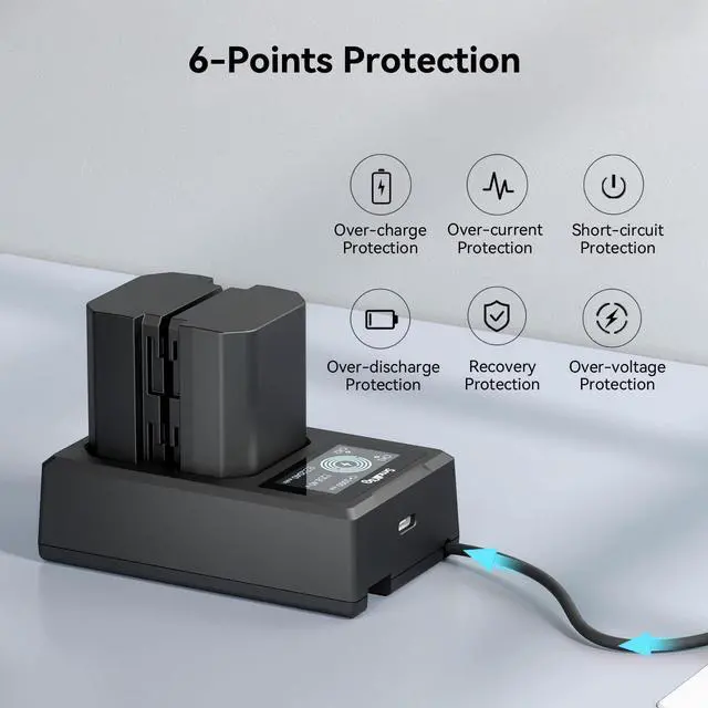 Alt view image 4 of 7 - Replacement Camera Battery Charger Set for NP-FZ100 A7 V, A7 IV, A7R V, A7S III, Double Slot Battery Charger for Sony A7R IV, A7R III, A7 III, A7C, FX3, FX30, A6600, A6700, ZV-E1, A1, A9