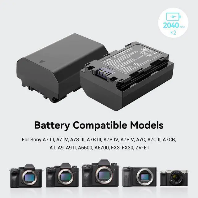 Alt view image 3 of 7 - Replacement Camera Battery Charger Set for NP-FZ100 A7 V, A7 IV, A7R V, A7S III, Double Slot Battery Charger for Sony A7R IV, A7R III, A7 III, A7C, FX3, FX30, A6600, A6700, ZV-E1, A1, A9