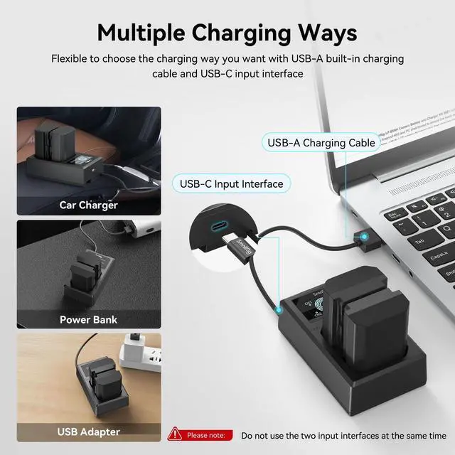 Alt view image 6 of 7 - Replacement Camera Battery Charger Set for NP-FZ100 A7 V, A7 IV, A7R V, A7S III, Double Slot Battery Charger for Sony A7R IV, A7R III, A7 III, A7C, FX3, FX30, A6600, A6700, ZV-E1, A1, A9
