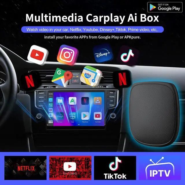 Alt view image 3 of 7 - Magic Box 3.0 Max 2026 Upgrade, Support Netflix/YouTube/Dinsey+/Prime Video/TF Card etc., Qualcomm Multi-Core Streaming Video Box with Wireless CarPlay & Android Auto Adapter