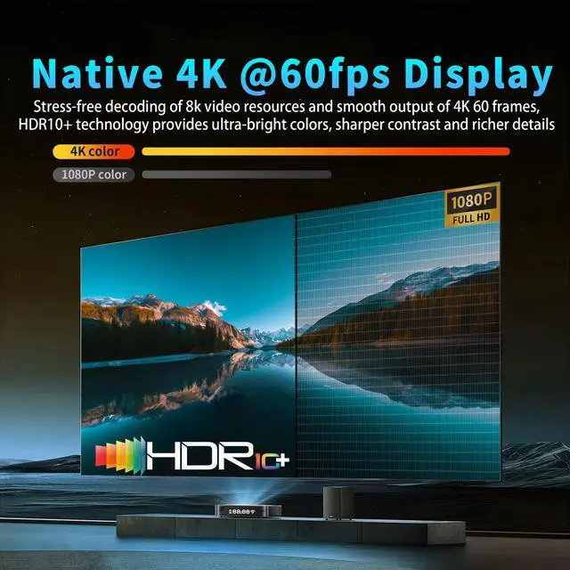 Alt view image 4 of 7 - 8K TV Box Android 14.0 RK3566 Chipset, 2026 2K 4K@60FPS Android Box 4GB RAM 32GB ROM Support Ethernet 1000M LAN Dual-WiFi 6 2.4G/5.8G 3D HDR10+ BT5.0 Smart TV Box with IR Remote Control HS86 PRO20