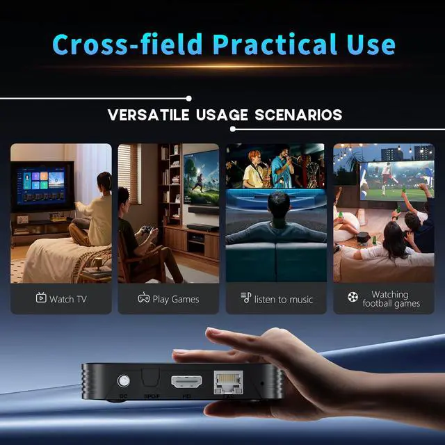 Alt view image 7 of 7 - 8K TV Box Android 14.0 RK3566 Chipset, 2026 2K 4K@60FPS Android Box 4GB RAM 32GB ROM Support Ethernet 1000M LAN Dual-WiFi 6 2.4G/5.8G 3D HDR10+ BT5.0 Smart TV Box with IR Remote Control HS86 PRO20