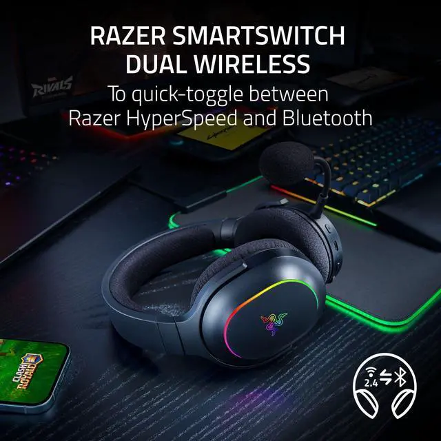 Alt view image 2 of 7 - Barracuda X Chroma Wireless Gaming Headset: 2.4GHz Wireless & Bluetooth - Lightweight - Chroma RGB - 40mm Drivers - Cardioid Mic - 70 Hr Battery - for PC, Mac, PS5, Switch 2, Smartphone - Black