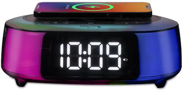 Main image of Alarm Clock Radio with Qi2 Magnetic Wireless Charger, Bluetooth Speaker, and 2 USB Chargers (iBTW282)