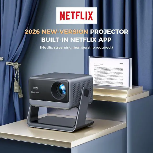 Alt view image 2 of 7 - Video Projector With Wifi And Bluetooth, Smart Portable Projector Movie System Compatible with Netflix/Dolby Audio/Auto Focus & Keystone, 4k Video Decode & 1080p Native For Home Theater/Outdoor
