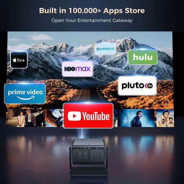 Alt view image 3 of 7 - Video Projector With Wifi And Bluetooth, Smart Portable Projector Movie System Compatible with Netflix/Dolby Audio/Auto Focus & Keystone, 4k Video Decode & 1080p Native For Home Theater/Outdoor