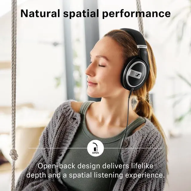 Alt view image 4 of 7 - HD 599 SE Open-Back Headphones, Premium Design, Natural Balanced Audio, Comfortable Fit, Wired Headphones for Music, Gaming, School, Work, Black