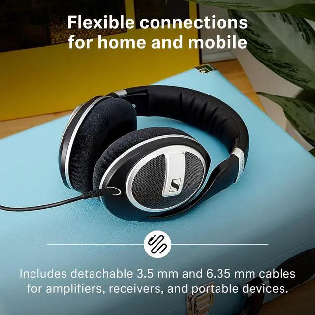 Alt view image 6 of 7 - HD 599 SE Open-Back Headphones, Premium Design, Natural Balanced Audio, Comfortable Fit, Wired Headphones for Music, Gaming, School, Work, Black