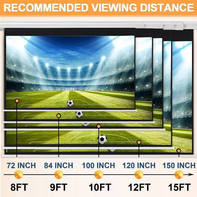 Alt view image 7 of 7 - 72" Projector Screen Motorized 16:9, 4K HD Pull Down Retractable Projection Screens Electric Automatic Wall Ceiling Movie Screen for Office Classroom Indoor