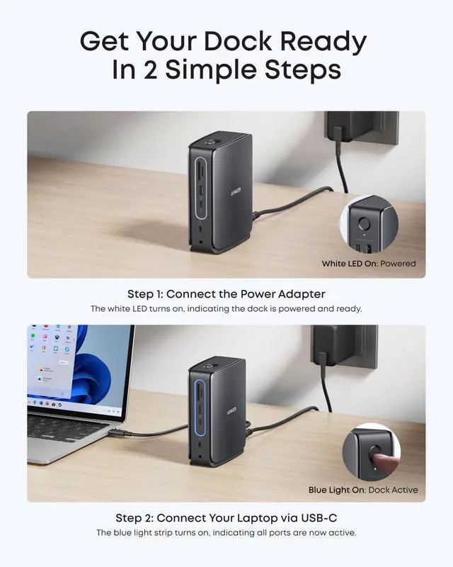 Alt view image 5 of 7 - Nano 13-in-1 Laptop Docking Station with Detachable 6-in-1 Hub, USB-C 3 Display Docking (2 HDMI+1 DP), 10 Gbps USB-C, 3 USB-A, Audio, SD/TF, Ethernet, 100W Max PD for Dell/Lenovo/HP Home Office