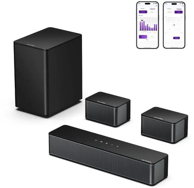 Main image of 5.1 Sound Bar for Smart TV, Virtual Surround Sound System for TV, 320W Peak Power, Adjustable Surround Speakers and Subwoofer, APP Control, Home Theater Soundbar Poseidon D50(2025 New Model)