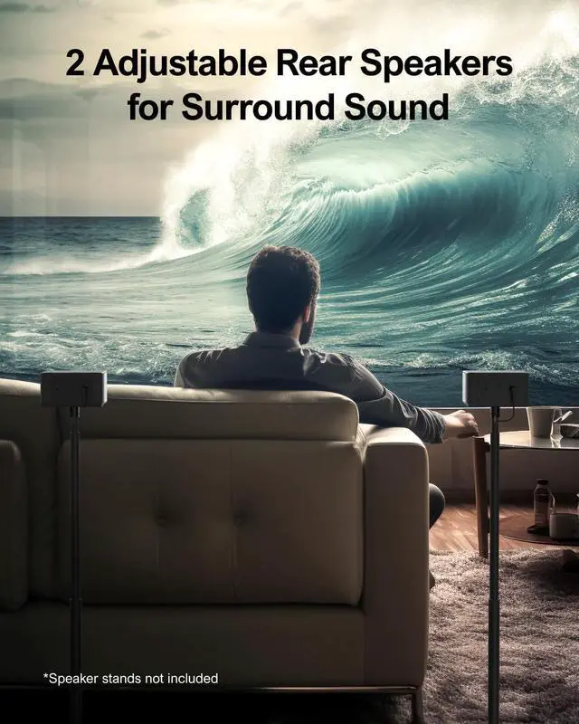 Alt view image 3 of 7 - 5.1 Sound Bar for Smart TV, Virtual Surround Sound System for TV, 320W Peak Power, Adjustable Surround Speakers and Subwoofer, APP Control, Home Theater Soundbar Poseidon D50(2025 New Model)