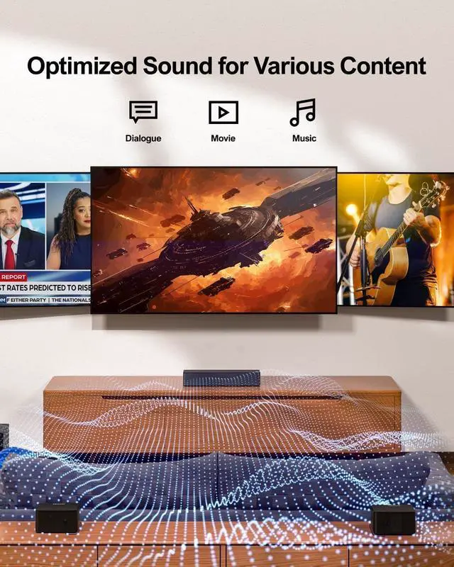 Alt view image 5 of 7 - 5.1 Sound Bar for Smart TV, Virtual Surround Sound System for TV, 320W Peak Power, Adjustable Surround Speakers and Subwoofer, APP Control, Home Theater Soundbar Poseidon D50(2025 New Model)