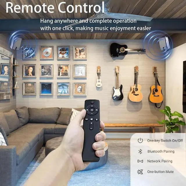 Alt view image 3 of 6 - Outdoor Bluetooth Speakers 400w for Garage, Patio, Porch, Gazebo, Soffit, Entertainment Room. Wall Mount Speaker, Wireless Sync Up to 100 Speakers, IPX5 Waterproof (2 Pcs)
