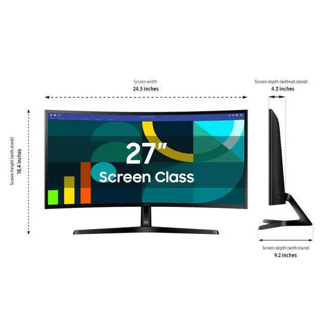 Alt view image 3 of 7 - 27" Essential S3 (S36GD) Series FHD 1800R Curved Computer Monitor, 100Hz, Game Mode, Advanced Eye Comfort, HDMI and D-sub Ports, LS27D366GANXZA, 2024