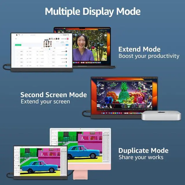 Alt view image 6 of 7 - Portable Monitor 15.6 Inch 1080P FHD 60Hz 85% sRGB Travel Monitor with Speaker HDMI USB-C Second Screen for Laptop MacBook Surface PC Xbox PS4/5, VESA Mountable, with Cover Stand