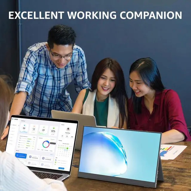 Alt view image 7 of 7 - Portable Monitor 15.6 Inch 1080P FHD 60Hz 85% sRGB Travel Monitor with Speaker HDMI USB-C Second Screen for Laptop MacBook Surface PC Xbox PS4/5, VESA Mountable, with Cover Stand