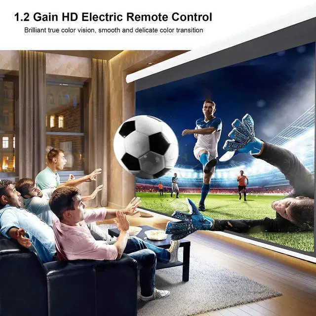 Alt view image 3 of 7 - 84inch Motorized Projection Screen, 16:9 4K 3D HD Electric Projector Screen, Wall/Ceiling Mounted White Projection Screen with Two Remote Controls for Indoor & Outdoor Use