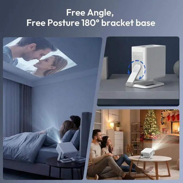 Alt view image 5 of 7 - Projector with WiFi and Bluetooth Supports 4K 1080P Portable Smart Projector, Gimbal A1 Auto Focus, 6D Auto Keystone Correction, 180° Rotation, Android 14 Home Theater Movie Projector