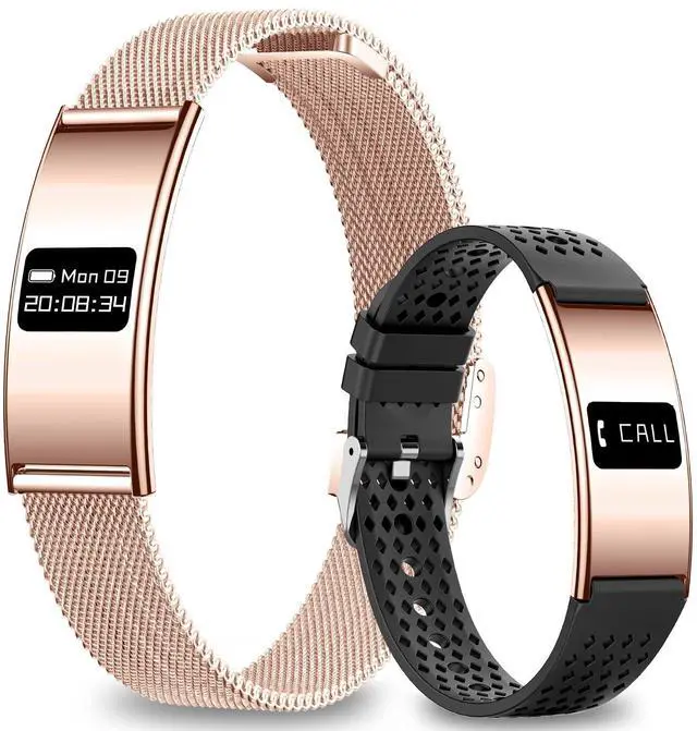 Main image of Smart Bracelet for Women Men, Activity Fitness Tracker, Smart Wristband with Heart Rate/Blood Oxygen/Sleep Monitor/Pedometer, IPX8 Waterproof Slim Smart Watch for Android iPhone, 2 Bands, Gold