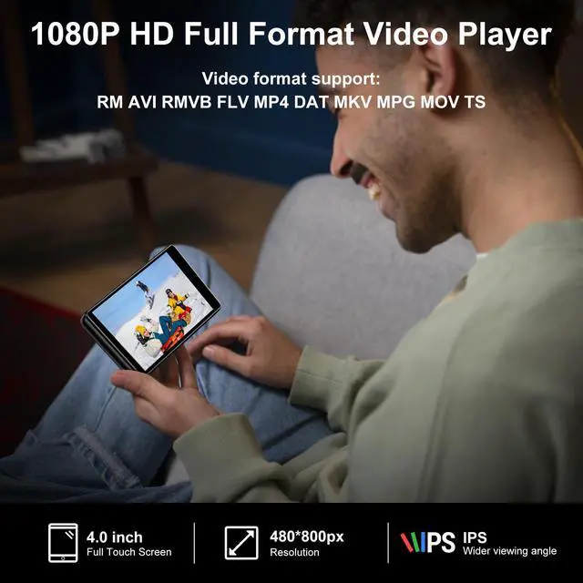 Alt view image 6 of 7 - 80GB MP3 Player with Bluetooth and WiFi - M503Pro Music Player with Spotify,Pandora,Amazon Music, 4.0-inch Touch Screen Android MP4 MP3 Player for Kids with Libby,Audible,Spotify Kids,FM Radio