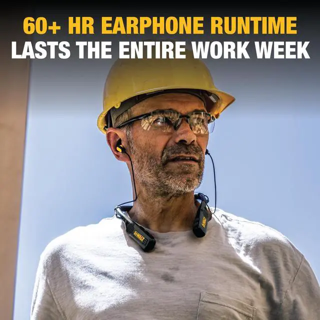 Alt view image 3 of 7 - Heavy Duty Black Edition 2-in-1 Neckband Bluetooth Headphones w/Built-in Speakers, Jobsite Wearable Speaker & Around Neck, Wireless Headset, 60+ Hrs Hands-Free Music & Calls, Carry Pouch