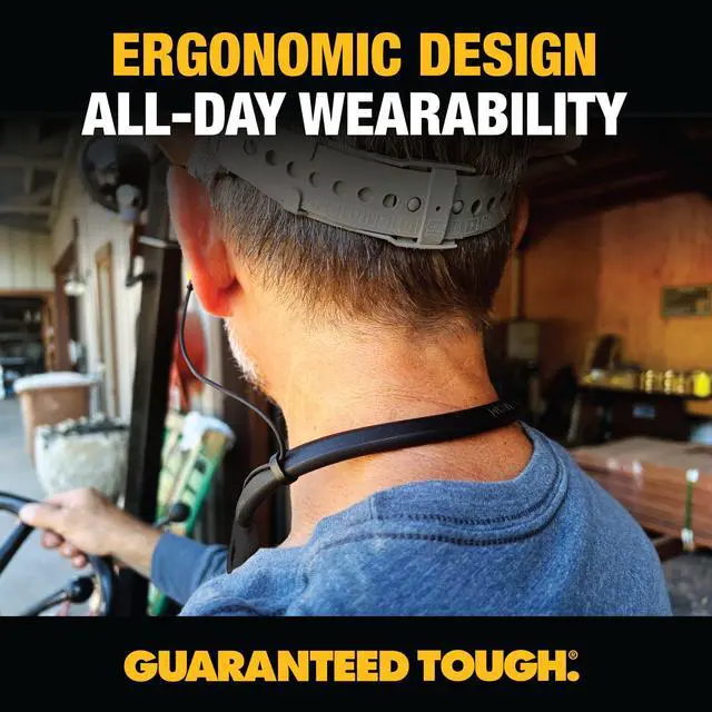 Alt view image 4 of 7 - Heavy Duty Black Edition 2-in-1 Neckband Bluetooth Headphones w/Built-in Speakers, Jobsite Wearable Speaker & Around Neck, Wireless Headset, 60+ Hrs Hands-Free Music & Calls, Carry Pouch