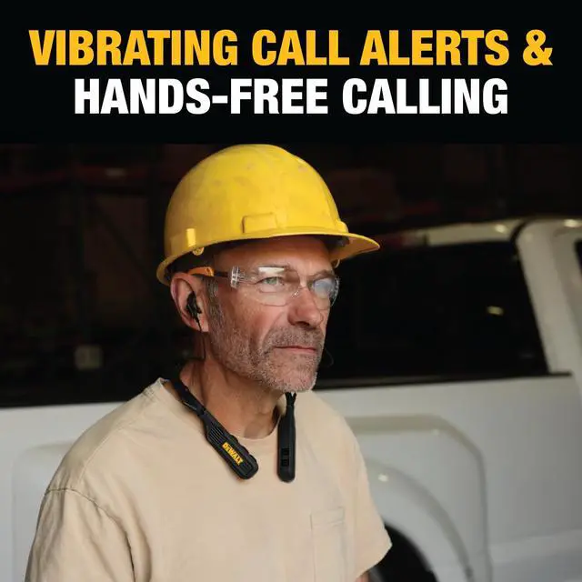 Alt view image 5 of 7 - Heavy Duty Black Edition 2-in-1 Neckband Bluetooth Headphones w/Built-in Speakers, Jobsite Wearable Speaker & Around Neck, Wireless Headset, 60+ Hrs Hands-Free Music & Calls, Carry Pouch