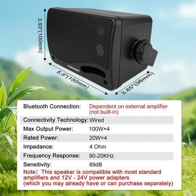 Alt view image 4 of 6 - 3.5'' Passive Outdoor Speakers Wired Waterproof,400W Premium Mountable Wall Mount Speakers with Superior Sound,All-Weather Durability,for Patio Marine Boat Garage Indoor(Black 2 Pairs)