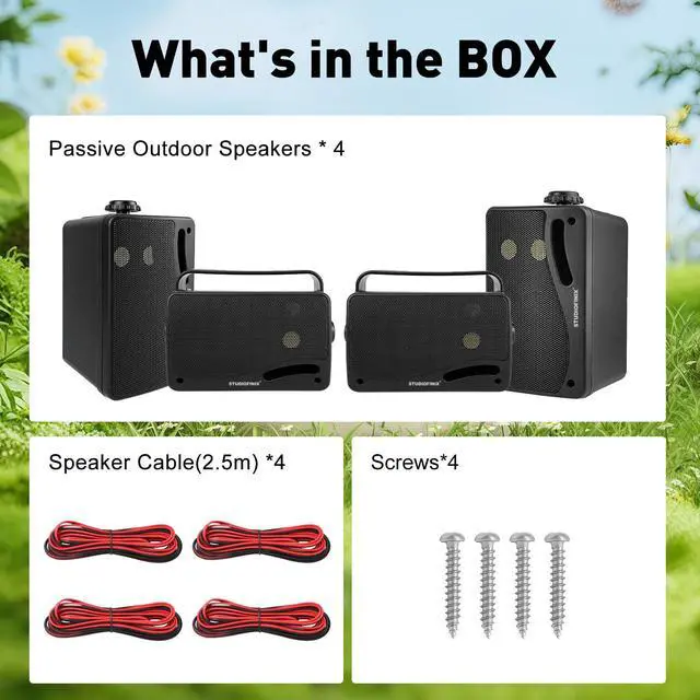 Alt view image 6 of 6 - 3.5'' Passive Outdoor Speakers Wired Waterproof,400W Premium Mountable Wall Mount Speakers with Superior Sound,All-Weather Durability,for Patio Marine Boat Garage Indoor(Black 2 Pairs)