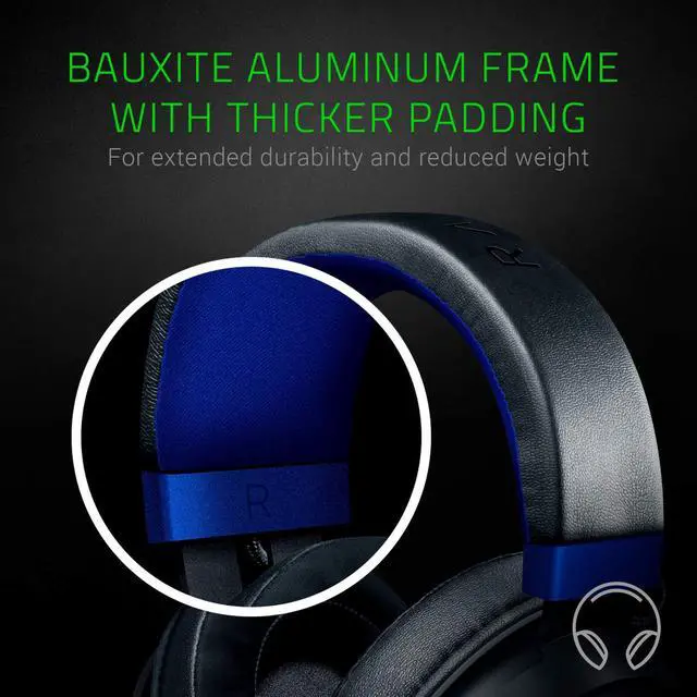 Alt view image 5 of 6 - Kraken Gaming Headset: Lightweight Aluminum Frame - Retractable Noise Isolating Microphone - for PC, PS4, PS5, Switch, Xbox One, Xbox Series X & S, Mobile - 3.5 mm Headphone Jack - Black/Blue