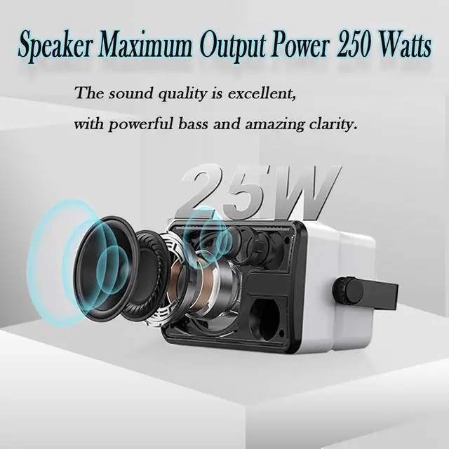 Alt view image 3 of 6 - Outdoor Bluetooth Speaker 250W, Wireless Sync Up to 100 Speakers,Indoor/Outdoor Sound System for Patio, Porch, Gazebo, Garage (2 PCS)
