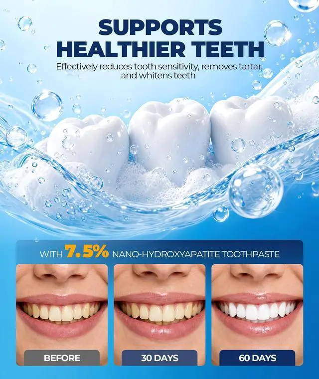 Alt view image 3 of 7 - 7.5% Nano Hydroxyapatite Toothpaste for Enamel Repair & Sensitive Teeth, Fluoride-Free Remineralizing Formula with Natural Mint, Gentle Oral Care for Daily Protection 1 Tube