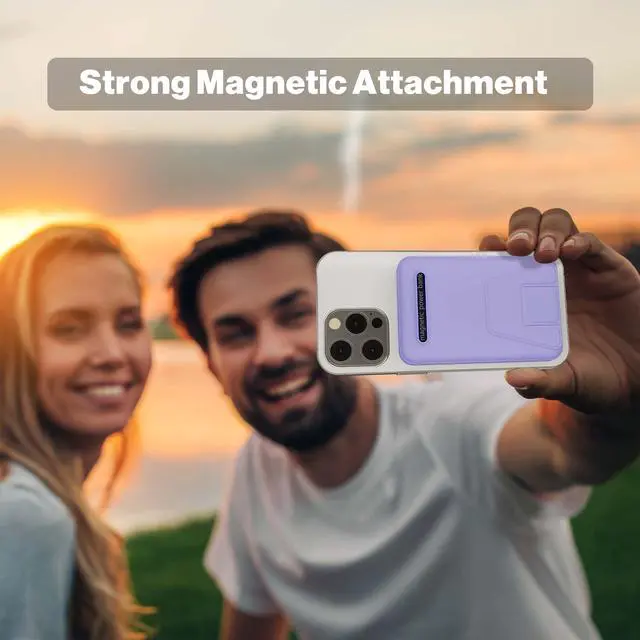 Alt view image 3 of 6 - for Magsafe Power Bank, 10000mAh Foldable Magnetic Battery Pack with LED Display, 3 in 1 Wireless Portable Charger with 22.5W Fast Charging for iPhone 17/16/15/14/13/12 Series-Lilac