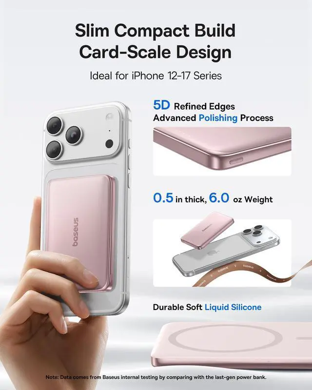 Alt view image 2 of 7 - Picogo Power Bank, 0.5" Ultra Slim 10000mAh MagSafe Portable Charger, Upgraded CCC Certified 27W Fast Charging Magnetic Battery Pack, Alloy Wireless Charger for iPhone 17/16/15/14/13/12