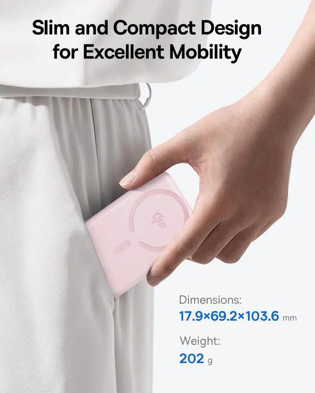 Alt view image 3 of 7 - for MagSafe Portable Charger, Qi2 Certified 15W Wireless Magnetic Power Bank 10000mAh with USB-C Cable 22.5W PD Charging, Battery Pack Compatible with iPhone 17/16/15/14/13 Pro/Pro Max Series