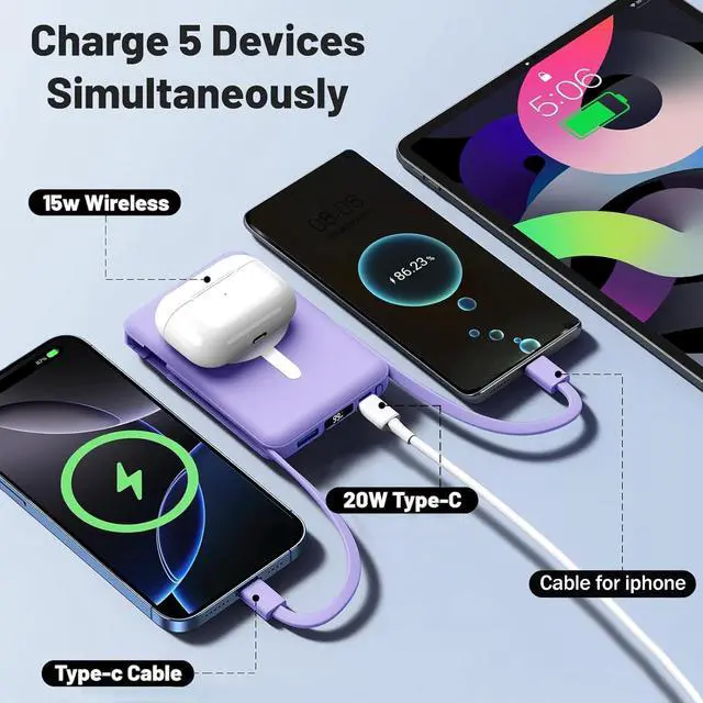 Alt view image 4 of 7 - for MagSafe Portable Charger, 10000mAh Magnetic Power Bank