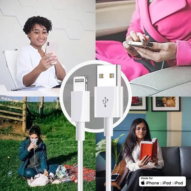 Alt view image 6 of 6 - iPhone Charger Cable 3FT 3Pack Apple MFi Certified Braided Lightning Cord