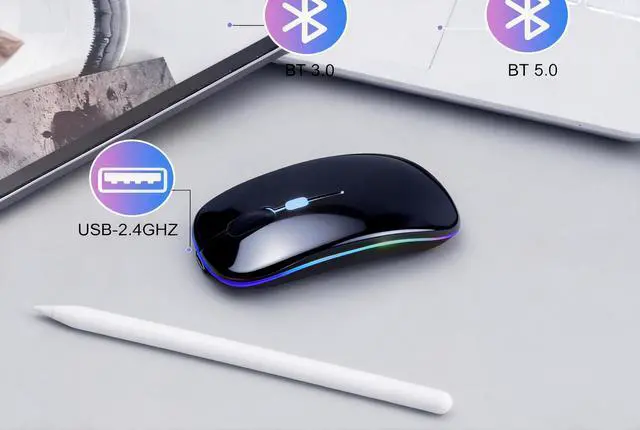Alt view image 6 of 7 - Wireless Bluetooth Mouse, Rechargeable Computer Mouse, Matte Black