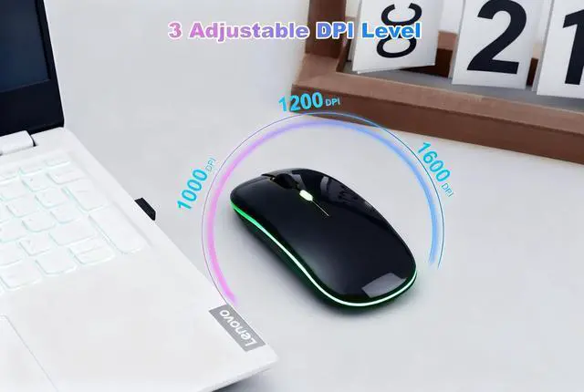 Alt view image 7 of 7 - Wireless Bluetooth Mouse, Rechargeable Computer Mouse, Matte Black