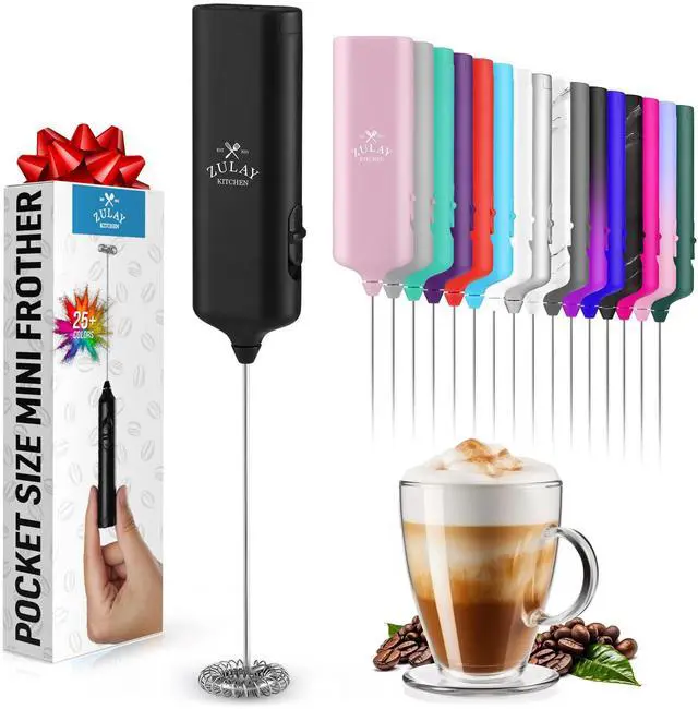 Main image of Mini & Mighty Milk Frother Wand Powerful Handheld Coffee Frother, Battery Operated Drink Mixer Compact Pocket Size Detachable Whisk for Latte, Matcha, Hot Chocolate Black