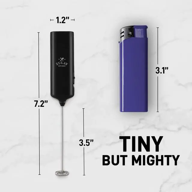 Alt view image 2 of 7 - Mini & Mighty Milk Frother Wand Powerful Handheld Coffee Frother, Battery Operated Drink Mixer Compact Pocket Size Detachable Whisk for Latte, Matcha, Hot Chocolate Black