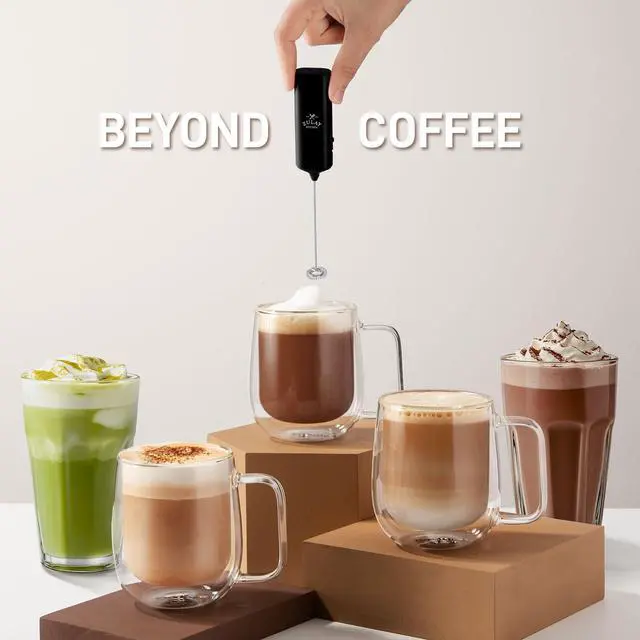 Alt view image 3 of 7 - Mini & Mighty Milk Frother Wand Powerful Handheld Coffee Frother, Battery Operated Drink Mixer Compact Pocket Size Detachable Whisk for Latte, Matcha, Hot Chocolate Black
