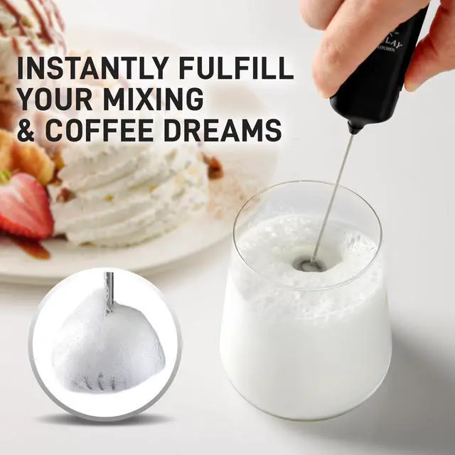 Alt view image 4 of 7 - Mini & Mighty Milk Frother Wand Powerful Handheld Coffee Frother, Battery Operated Drink Mixer Compact Pocket Size Detachable Whisk for Latte, Matcha, Hot Chocolate Black