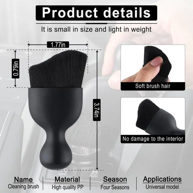 Alt view image 2 of 6 - Car Detailing Brushes, Car Interior Dust Sweeping Soft Brush, Soft Bristles Brush Cleaning Tool for Automotive Dashboard, Air Conditioner Vents, Computer, Scratch Free(Black)