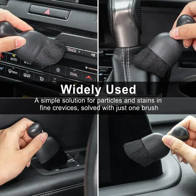 Alt view image 5 of 6 - Car Detailing Brushes, Car Interior Dust Sweeping Soft Brush, Soft Bristles Brush Cleaning Tool for Automotive Dashboard, Air Conditioner Vents, Computer, Scratch Free(Black)