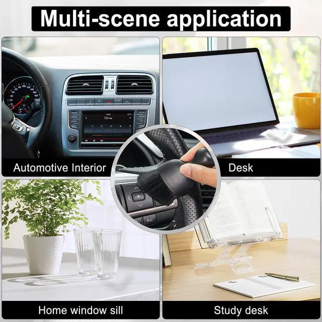 Alt view image 6 of 6 - Car Detailing Brushes, Car Interior Dust Sweeping Soft Brush, Soft Bristles Brush Cleaning Tool for Automotive Dashboard, Air Conditioner Vents, Computer, Scratch Free(Black)