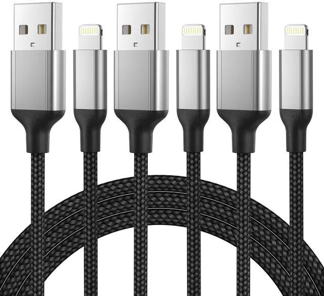 Main image of 2FT USB A to Lightning Cable, 3Pack iPhone Charger Cord for iPhone 14/13/12