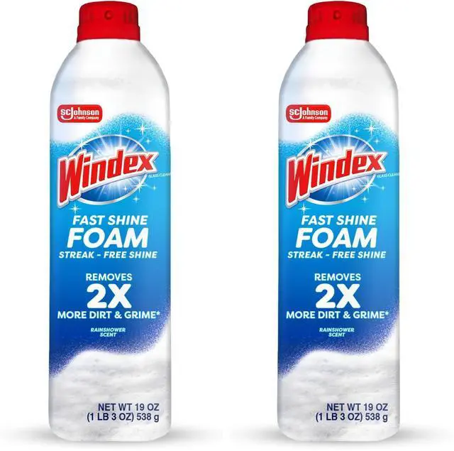 Main image of Fast Shine Foam Glass Cleaner, No-Drip Windows, Doors, Mirrors & Countertops Aerosol Cleaning Spray, Streak-Free Shine, Removes Fingerprints, Dust, Dirt, Grime & More 19 oz (Pack of 2)