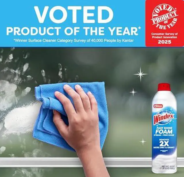 Alt view image 4 of 7 - Fast Shine Foam Glass Cleaner, No-Drip Windows, Doors, Mirrors & Countertops Aerosol Cleaning Spray, Streak-Free Shine, Removes Fingerprints, Dust, Dirt, Grime & More 19 oz (Pack of 2)